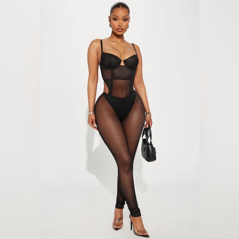 Fashion Nova Mesh Jumpsuit